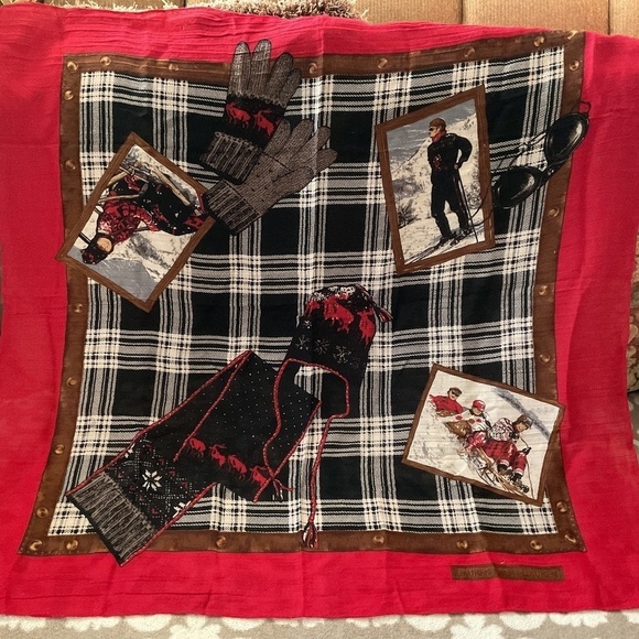 RALPH LAUREN WOOL WINTER SCENE SCARF - Picture 1 of 6